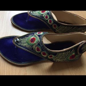 Handmade royal blue Indian sandals